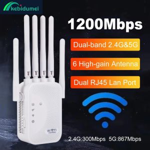 موسع واي فاي Kebidumei 1200Mbps مكرر واي فاي ثنائي النطاق 2.4G 5G WiFi repeater dual band 1200Mbps