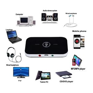 محول بلوتوث صوت 2 في 1 AUX 3.5mm جهاز إرسال واستقبال بلوتوث 5.0 Bluetooth audio transmitter receiver B6