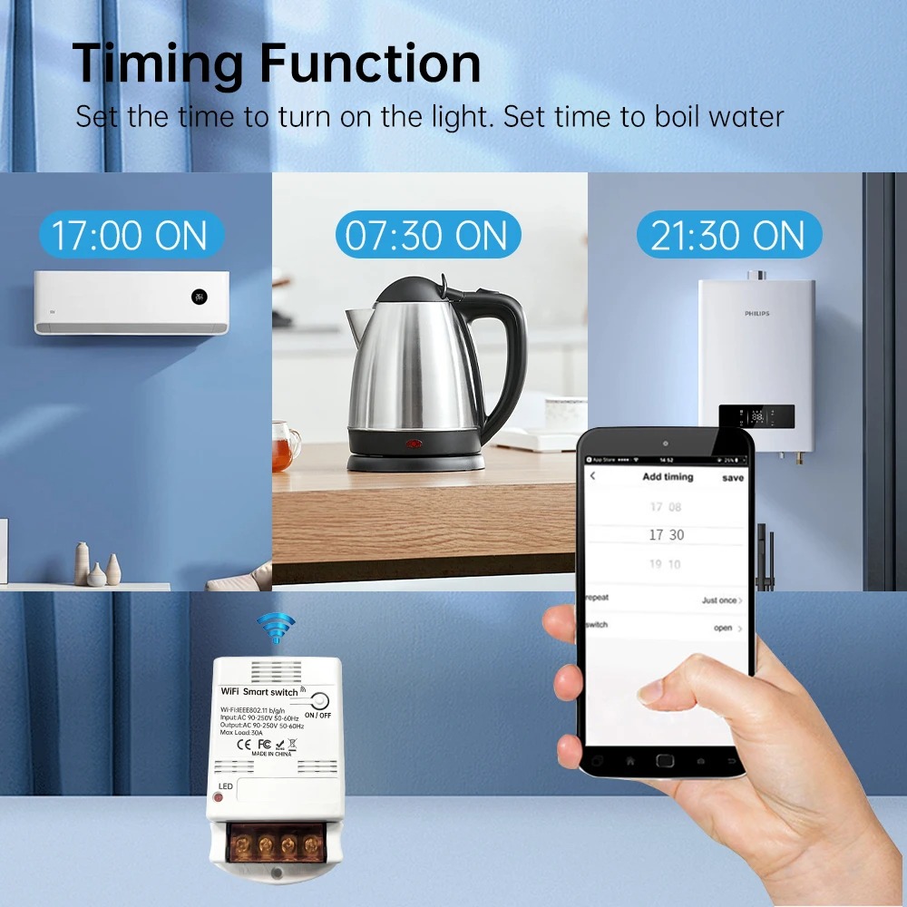 وحدة تتابع ذكية WiFi Tuya 30A حتى 6600W - الصورة 3