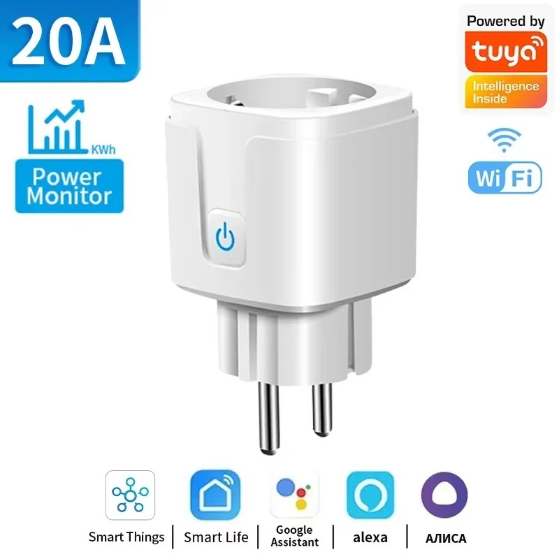 مقبس واي فاي ذكي 20A – تحكم عبر WiFi متوافق مع Alexa وGoogle Home