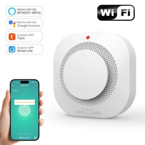 مستشعر كاشف الدخان الذكي WiFi مع إنذار صوتي وضوئي